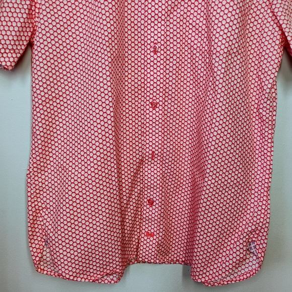 Johnston & Murphy Orange Seashell Print Short Sleeve Button Down Shirt Small - Picture 2 of 11